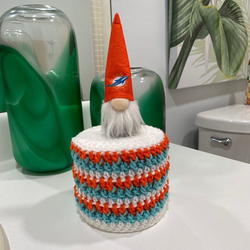 Miami Dolphins Gnome Toilet Paper Roll Cover Bathroom